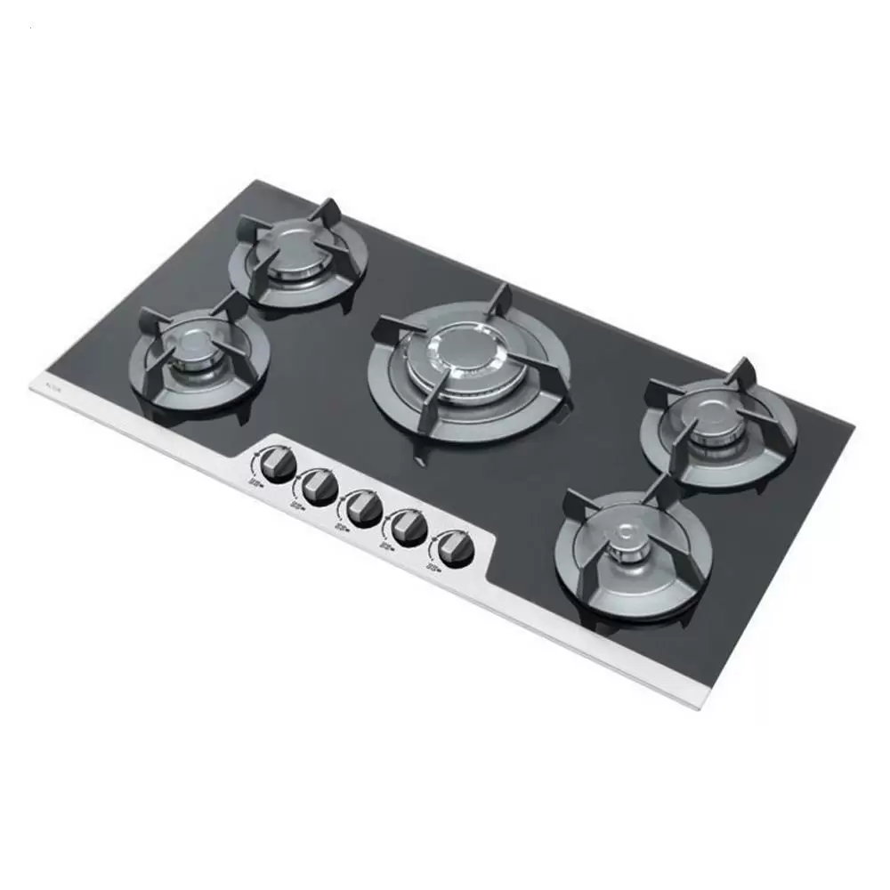 اجاق گاز 5 شعله رومیزی شیشه G-120 مشکی تاکنو گاز (پلوپز وسط)کد:022677